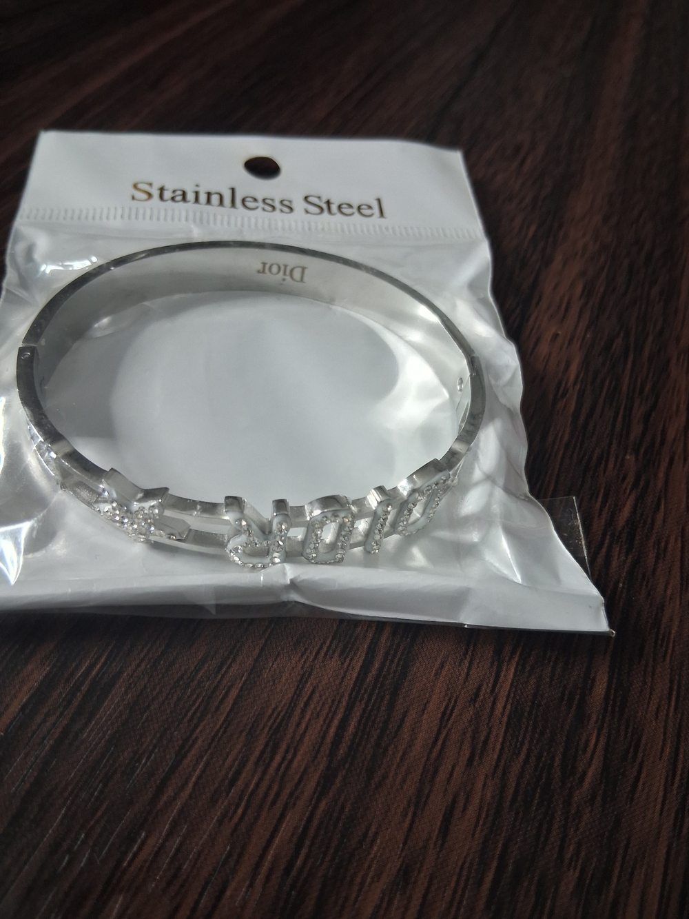 Crystal-Embellished Silver Logo Cuff Bracelet